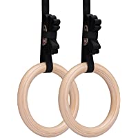 Los mejores  - Yimidear Anillos de Gimnasia- Madera Anillos Olímpicos con Correas de Hebilla Anillos de Gimnasio para Entrenamiento de…